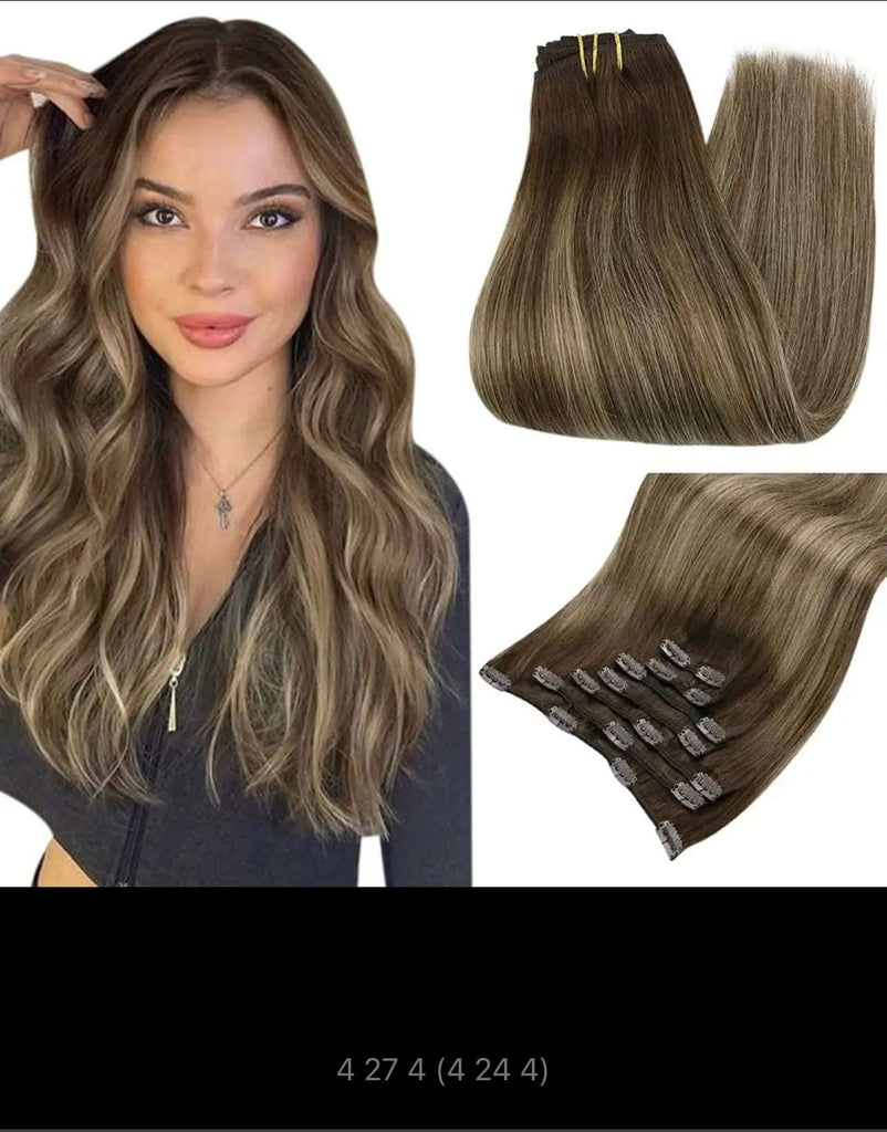 Full Shine Clip in Balayage 7pcs 120g Double Weft Hair Extensions