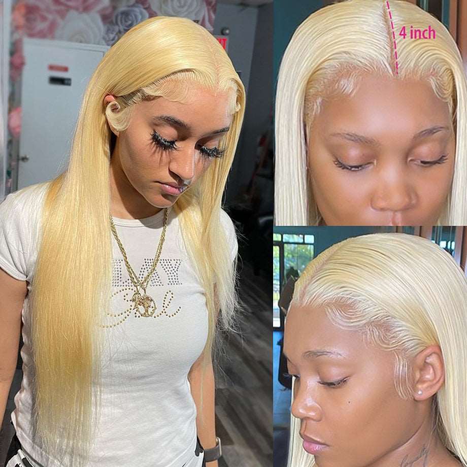 Human Hair Lace Front Wig in Honey Blonde